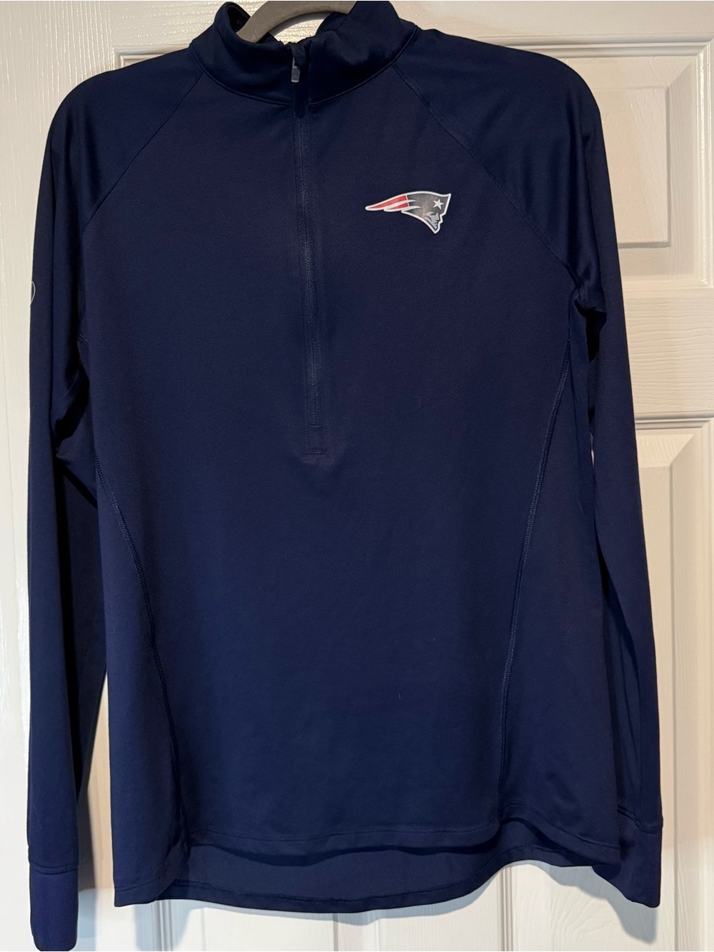 Women’s NFL Navy Long-Sleeve 1/4 Zip with Patriots Logo